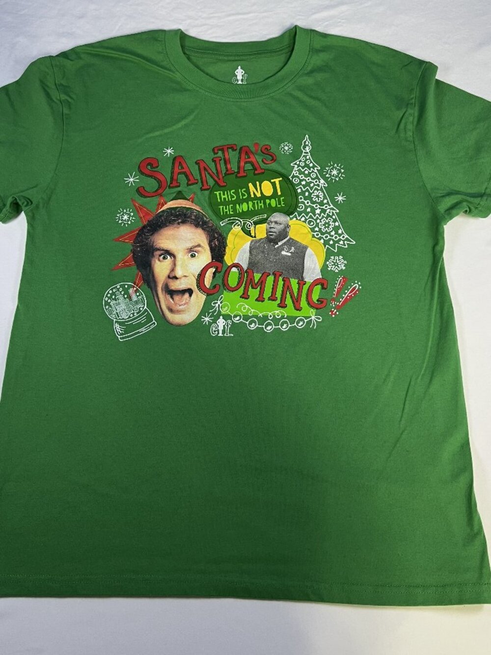 Elf Movie Santa’s Coming Women’s Green Size L